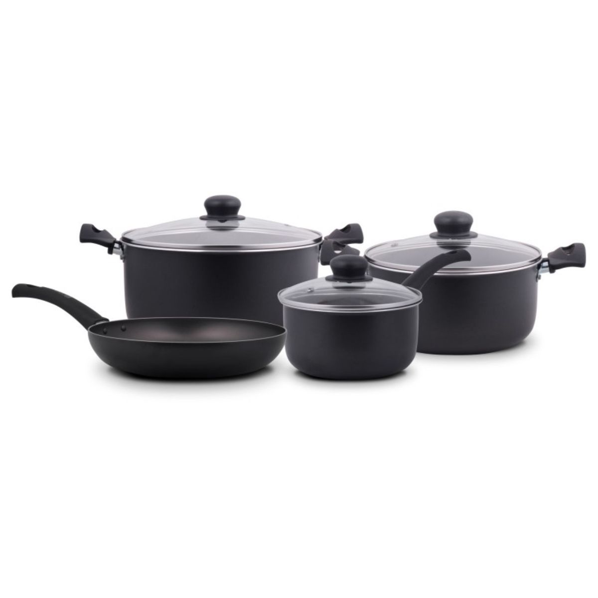 FACUSA - Juego de Ollas Nova Antiadherente con Tapa de Vidrio x7 Facusa