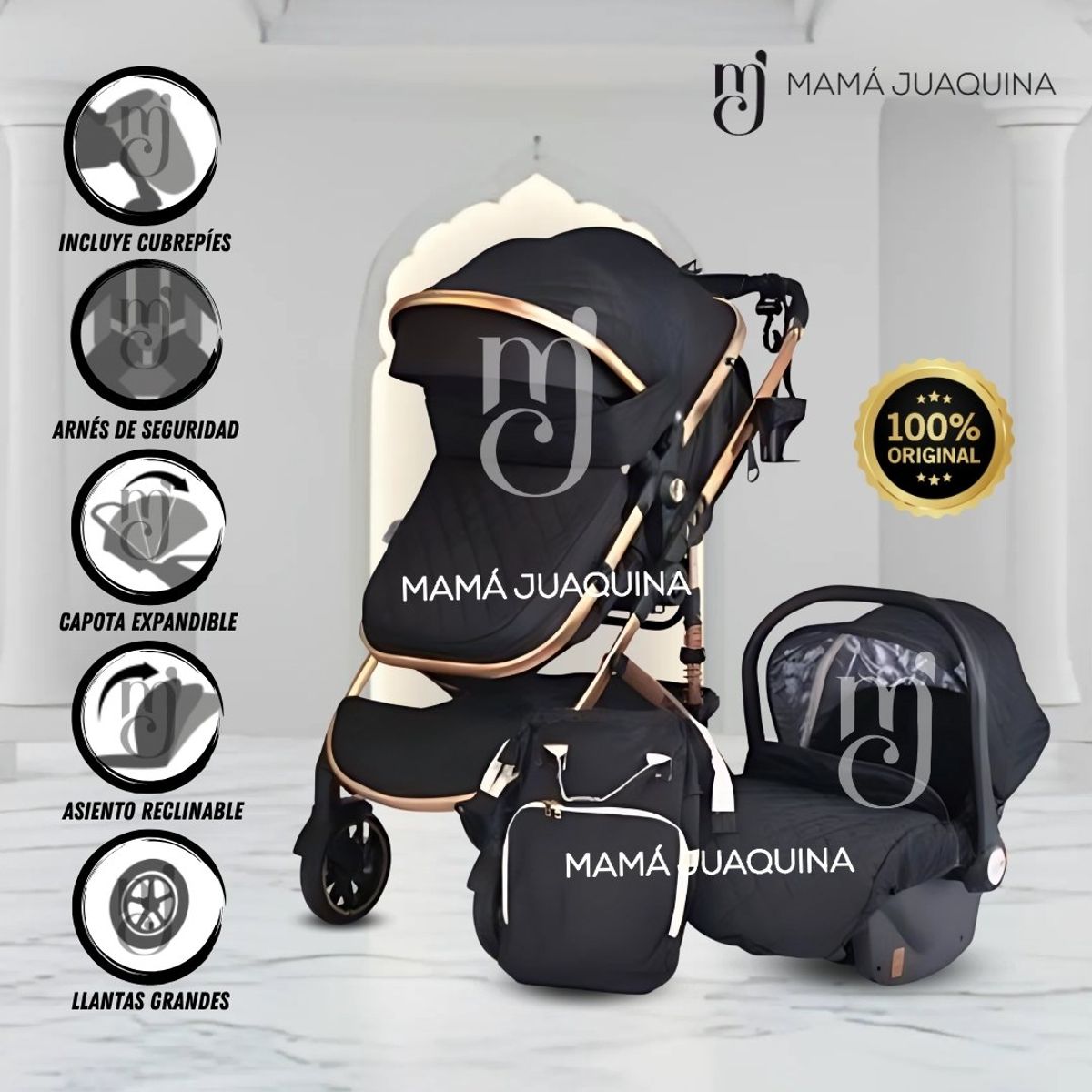 VOYAGE - Coche Moisés Travel System «THORINE PLUS» Porta Bebé Black