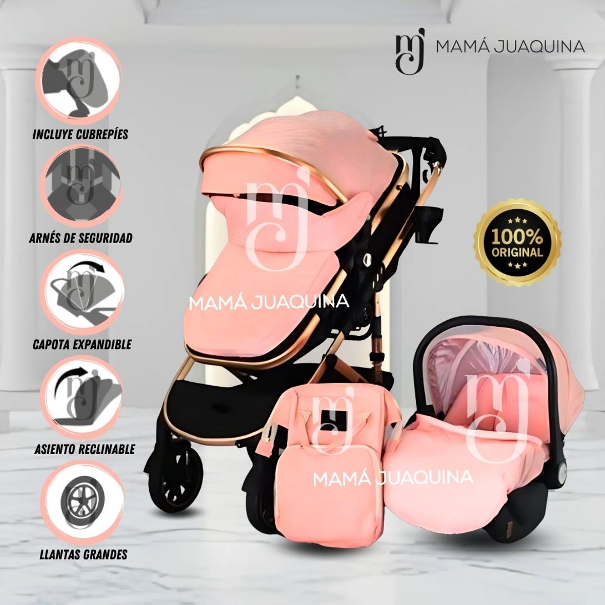 VOYAGE - Coche Moisés Travel System «THORINE PLUS» Porta Bebé Pink