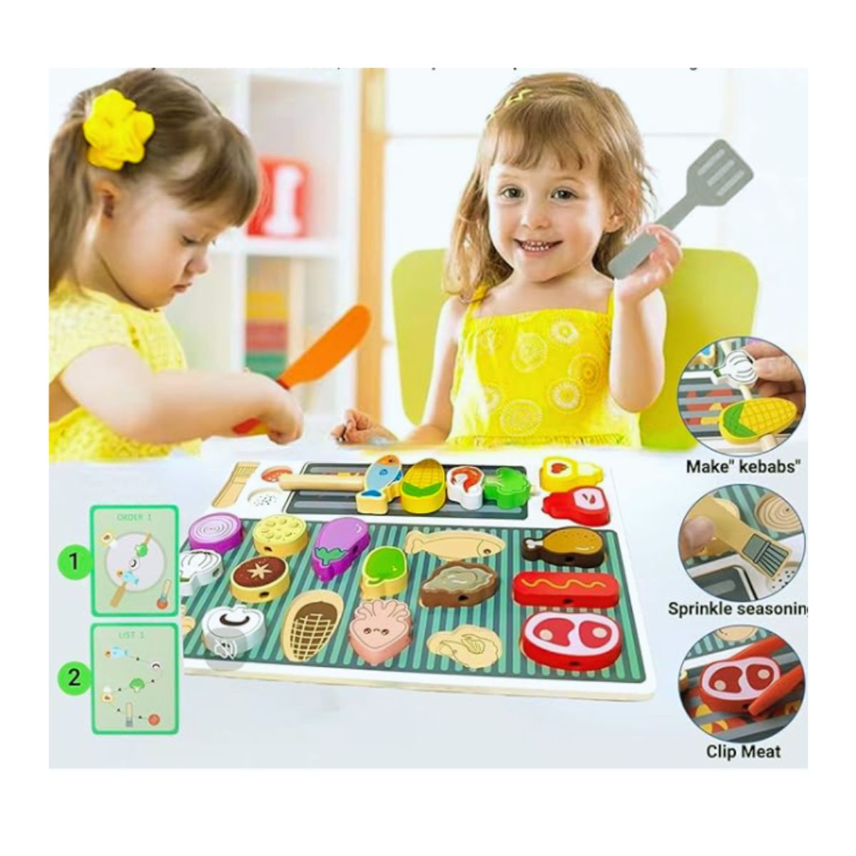 GENERICO - Juego Didáctico Parrilla de Barbacoa de Madera para Niños