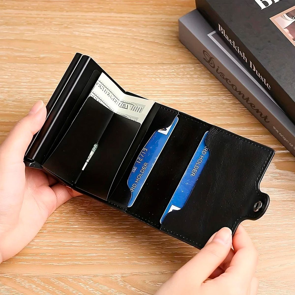 GENERICO - Billetera Cartera Doble Tarjetero Aleacion Aluminio Y Rfid