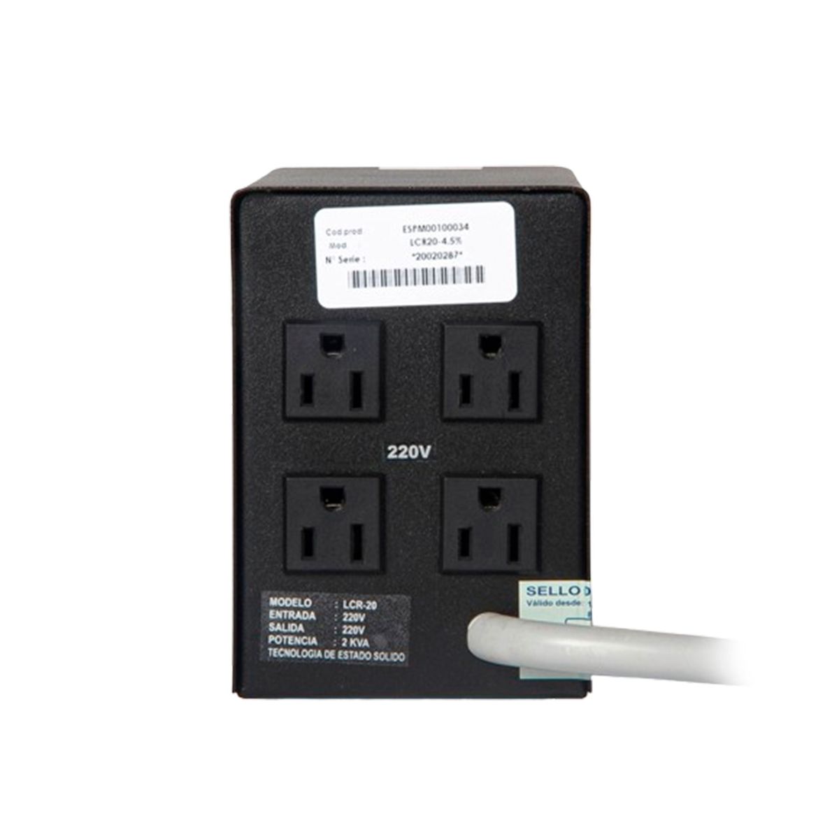 ELISE - ESTABILIZADOR ELISE IEDA LCR20-45% 2KVA 220V 4 TOMAS PN psstie2042