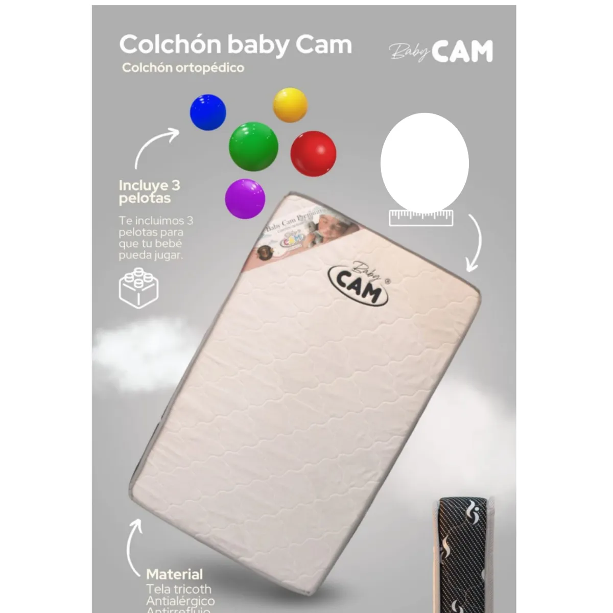 EBABY - Cuna para bebe Colecho Nala CELESTE+ Colchón PLOMO