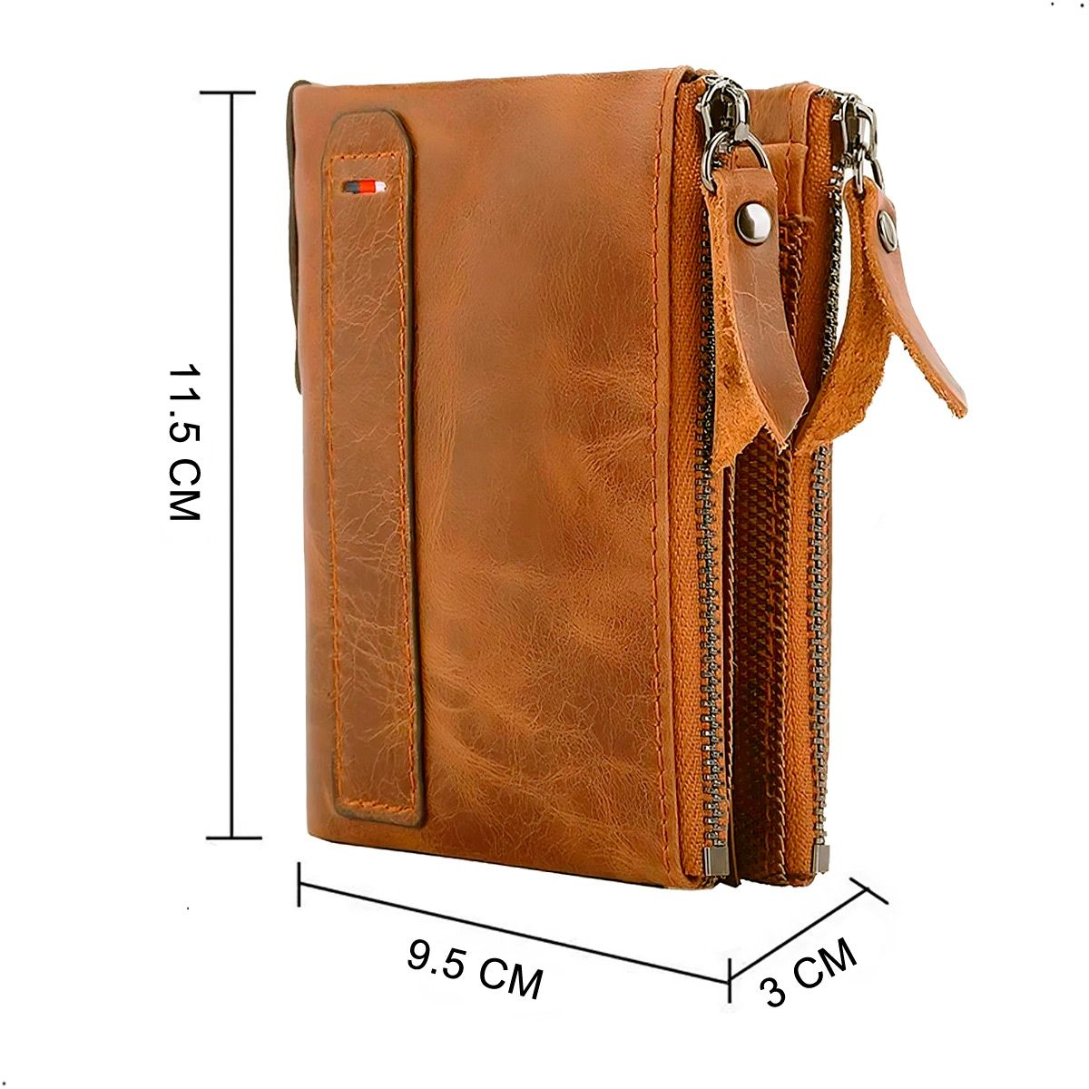 GENERICO - Cartera Billetera De Cuero Genuino Monedero Y Cremallera