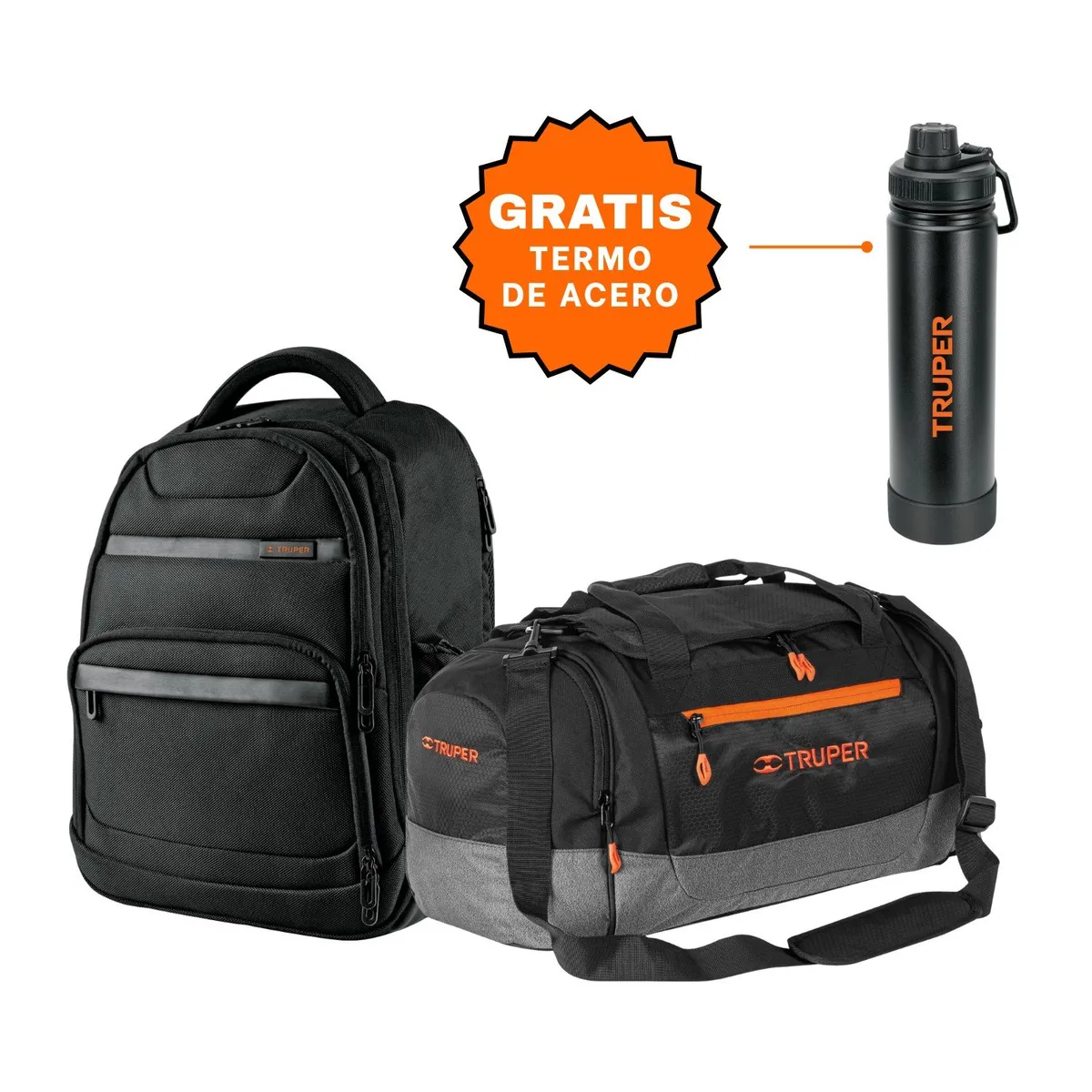 TRUPER - Mochila porta Laptop con Maleta deportiva Truper - Negro  M