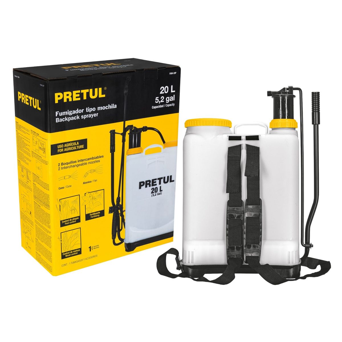 TRUPER - Fumigador profesional de 20L manual de mochila 52 Gal Pretul truper