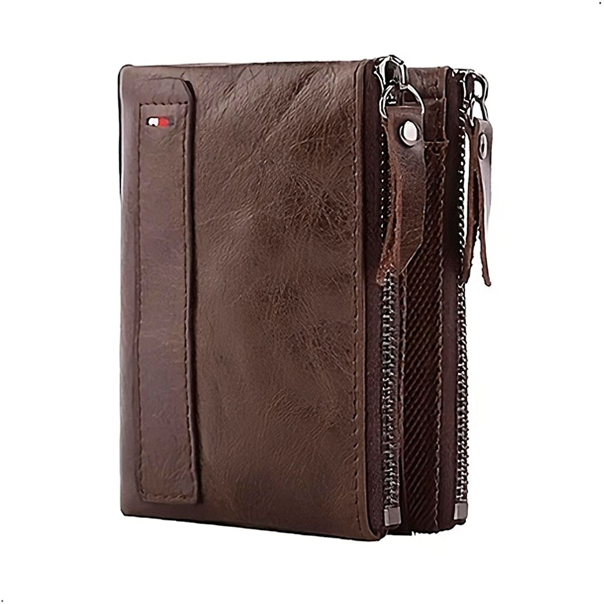 GENERICO - Cartera Billetera De Cuero Genuino Monedero Y Cremallera