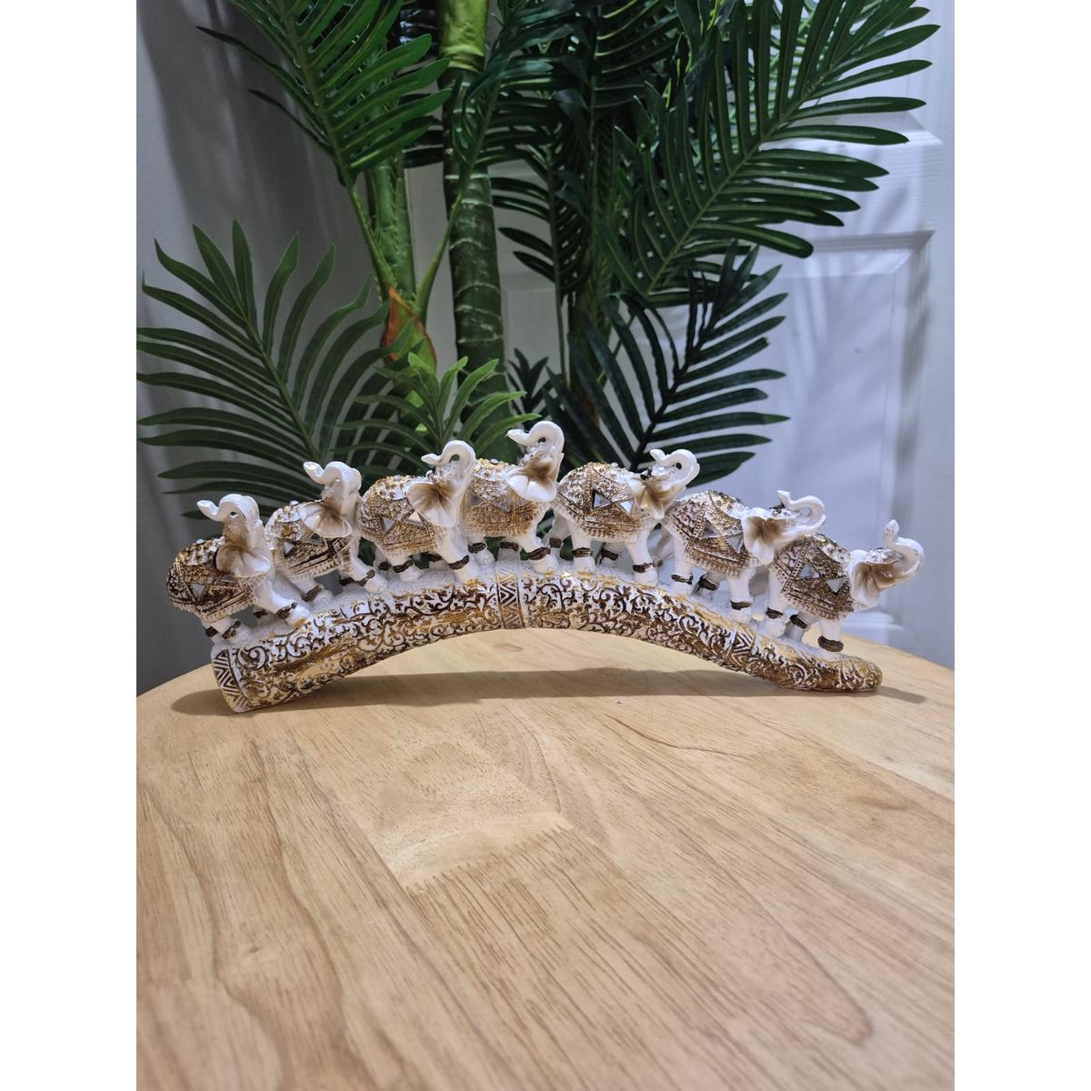 GENERICO - Adorno Familia Con 7 Elefantes en Resina