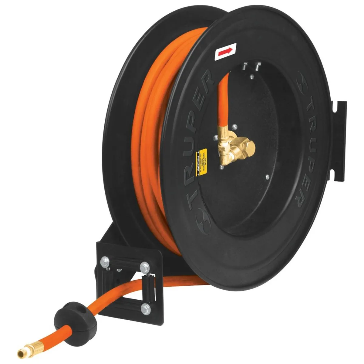 TRUPER - Rollo de 15 m de manguera 3/8" de hule con carrete retráctil