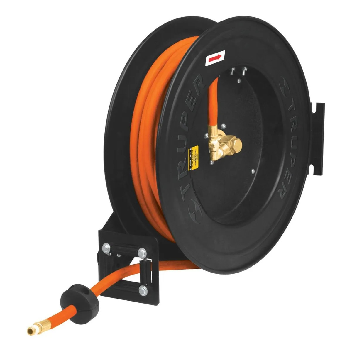 TRUPER - Rollo de 15 m de manguera 3/8" de hule con carrete retráctil