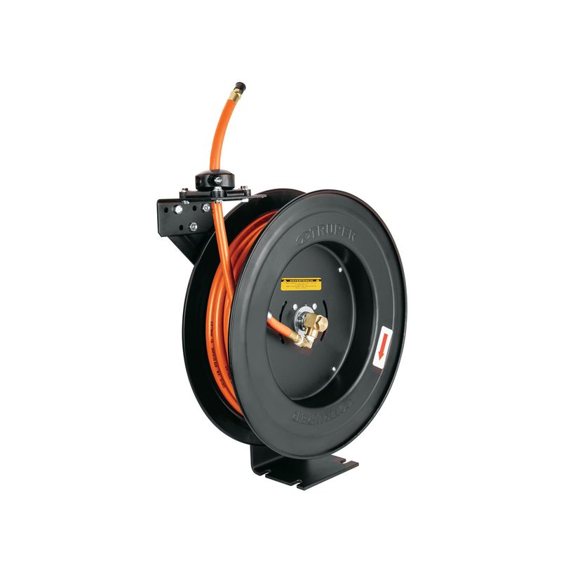 TRUPER - Rollo de 15 m de manguera 3/8" de hule con carrete retráctil
