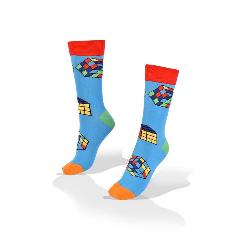 GENERICO - Geekcuber Calcetines de Cubos Rubik en fondo celeste