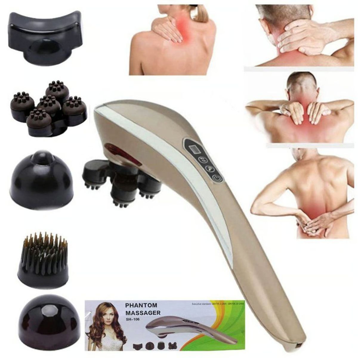 OEM - Masajeador phamton infrarojo 5 en 1 con cabezales intercambiables