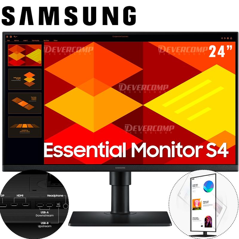 SAMSUNG - Monitor Samsung 24 Full HD IPS LS24D400GALXPE con Pivot Ajustable