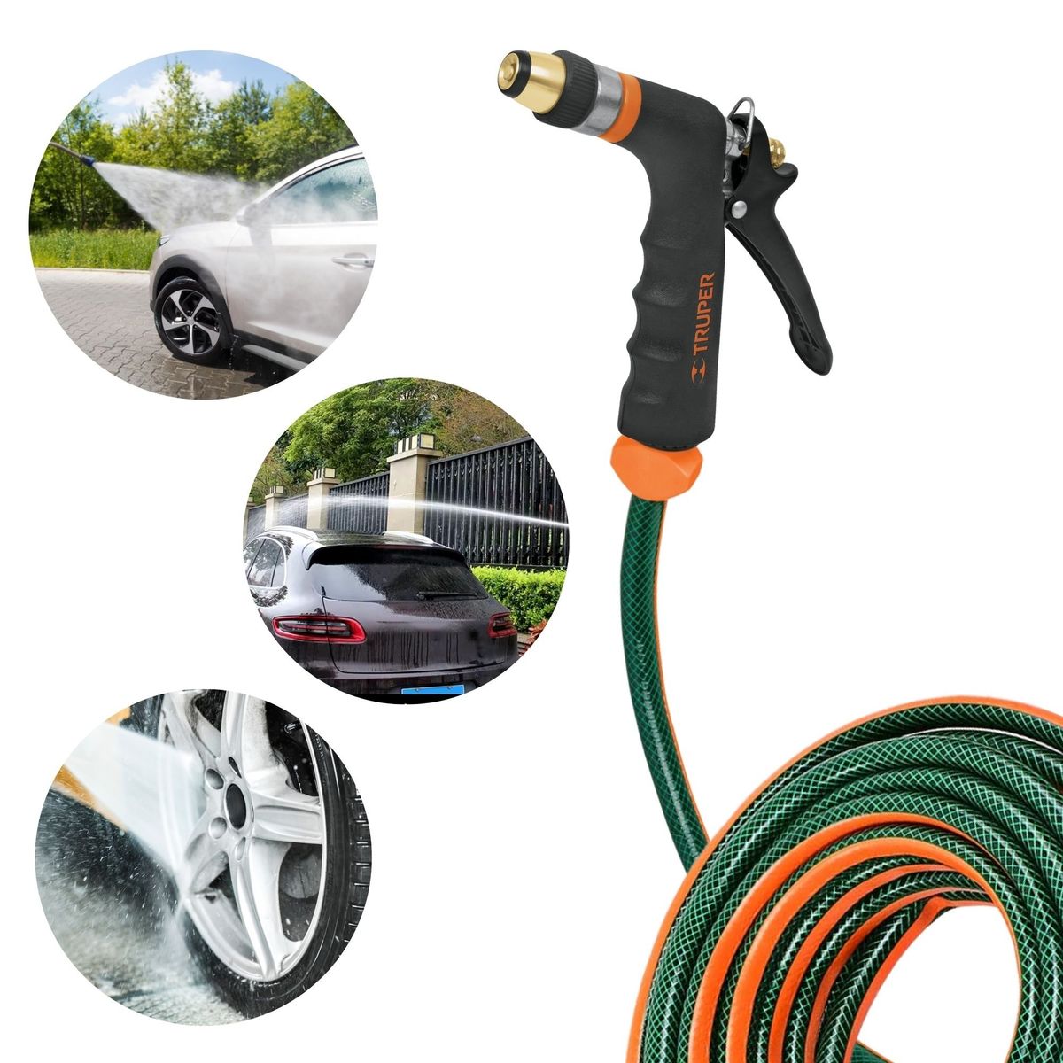 TRUPER - Pistola de agua alta presión manguera 10m de hidrolavadora y jardín