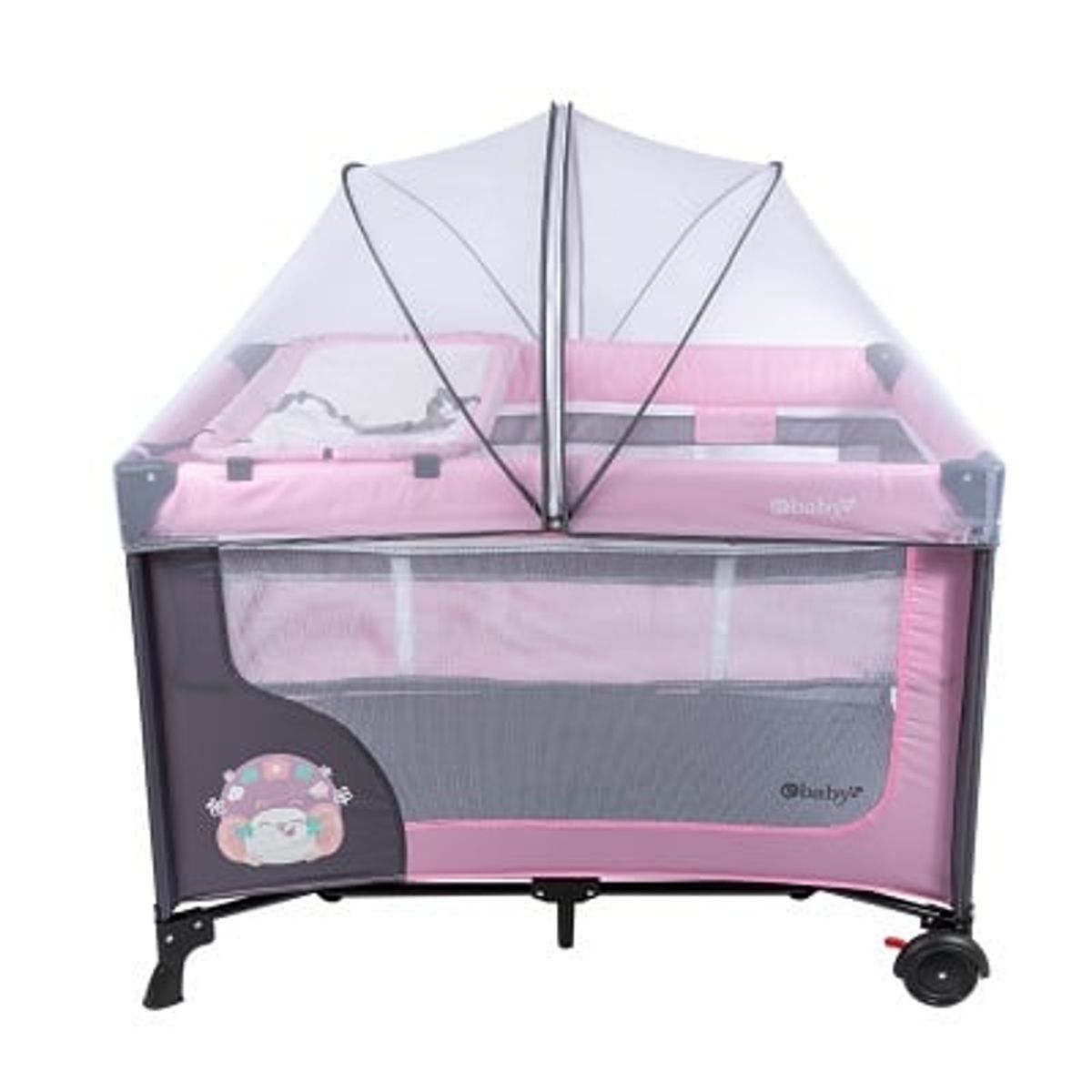 EBABY - CUNA CORRAL CON CAMBIADOR + COLCHON HAPPY DREAM -  ROSADO