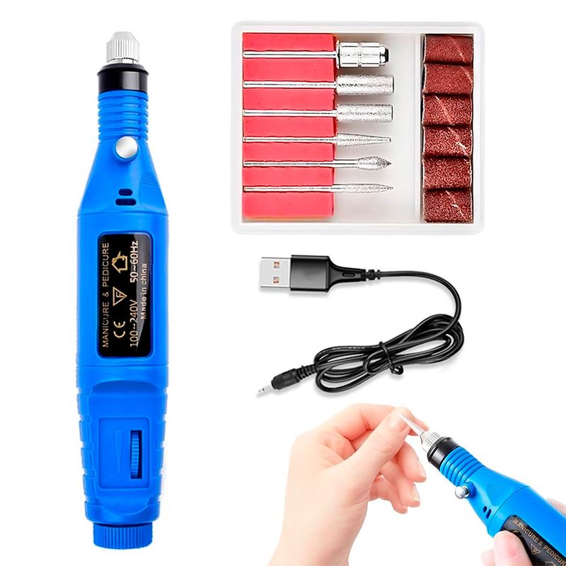 GENERICO - Pulidor De Uñas Eléctrico Manicura Pedicura y Kit De Pulido