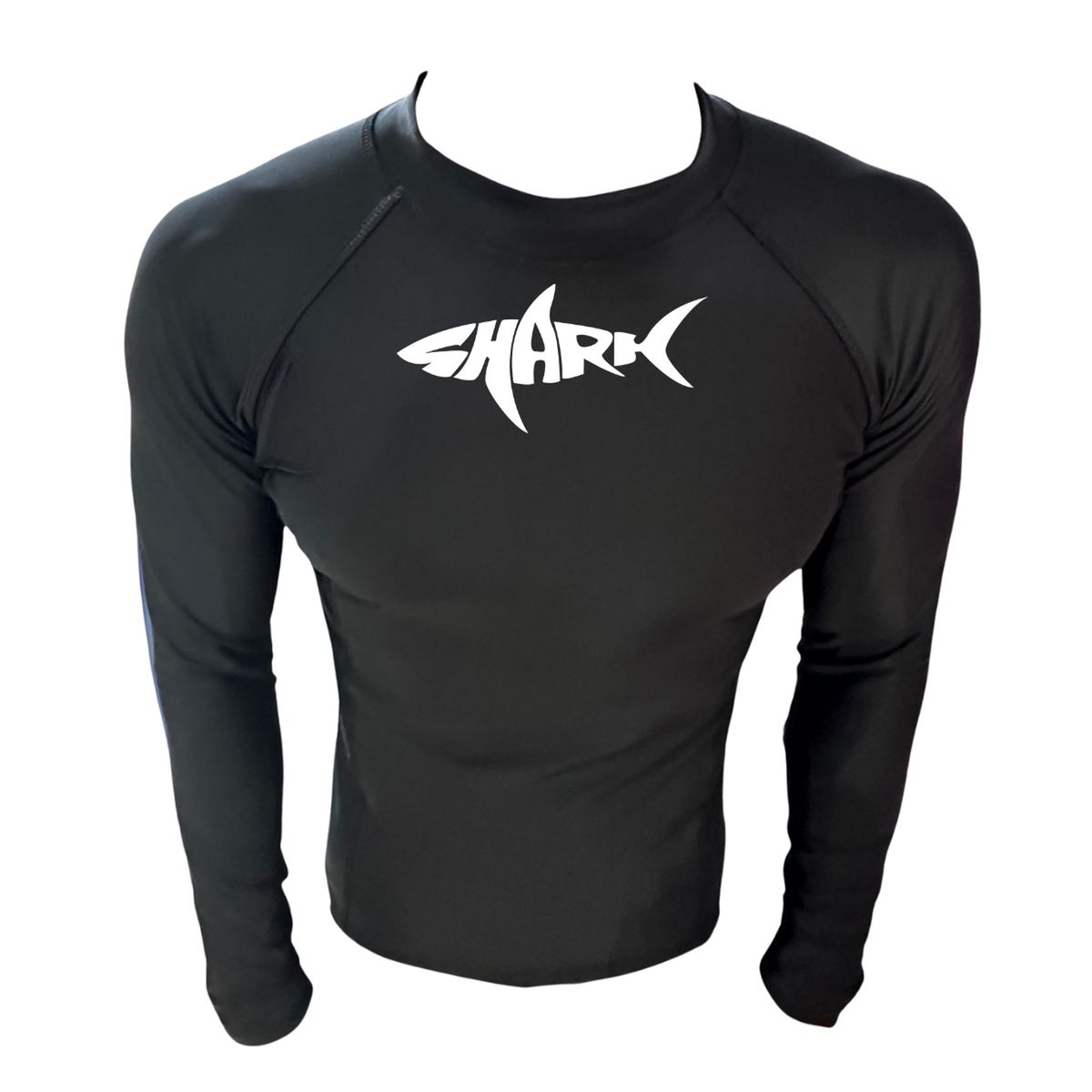 AQUA&MODA - LICRA CON PROTECCIÓN UV AQUAMODA LAMTBNN TIBURÓN NEGRA UNISEX LOGO BLANCO REFLECTIVO