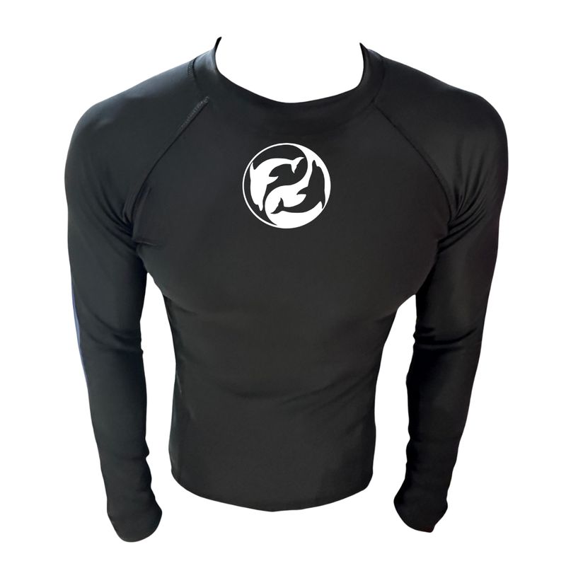 AQUA&MODA - LICRA CON PROTECCIÓN UV AQUAMODA LAMDENH DELFÍN NEGRO UNISEX LOGO BLANCO REFLECTIVO