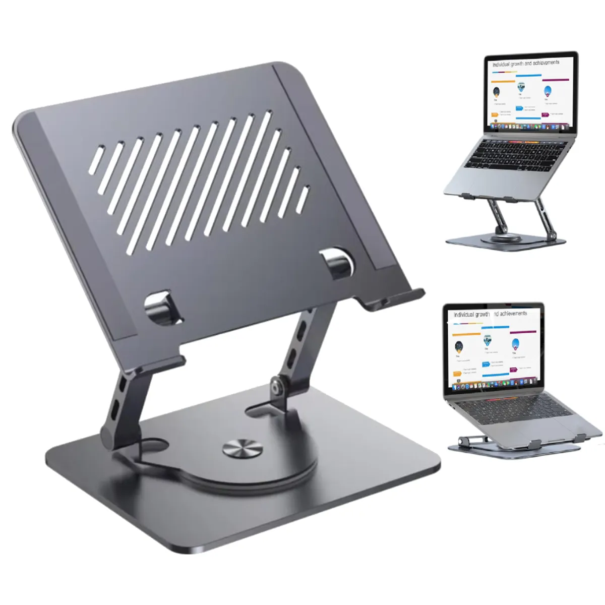 GENERICO - Soporte Laptop Tablet Base de Aluminio Metal Hasta 15.9 Pulgadas 360°