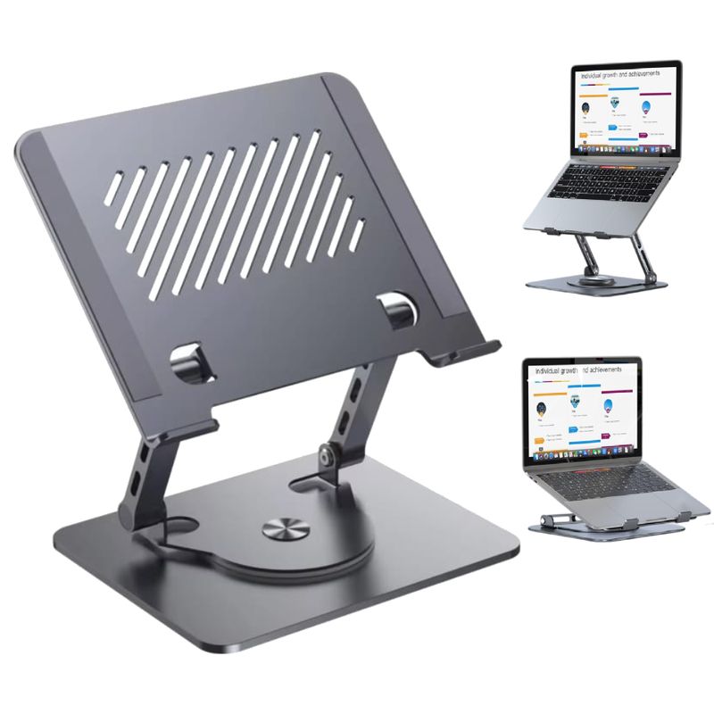 GENERICO - Soporte Laptop Tablet Base de Aluminio Metal Hasta 15.9 Pulgadas 360°