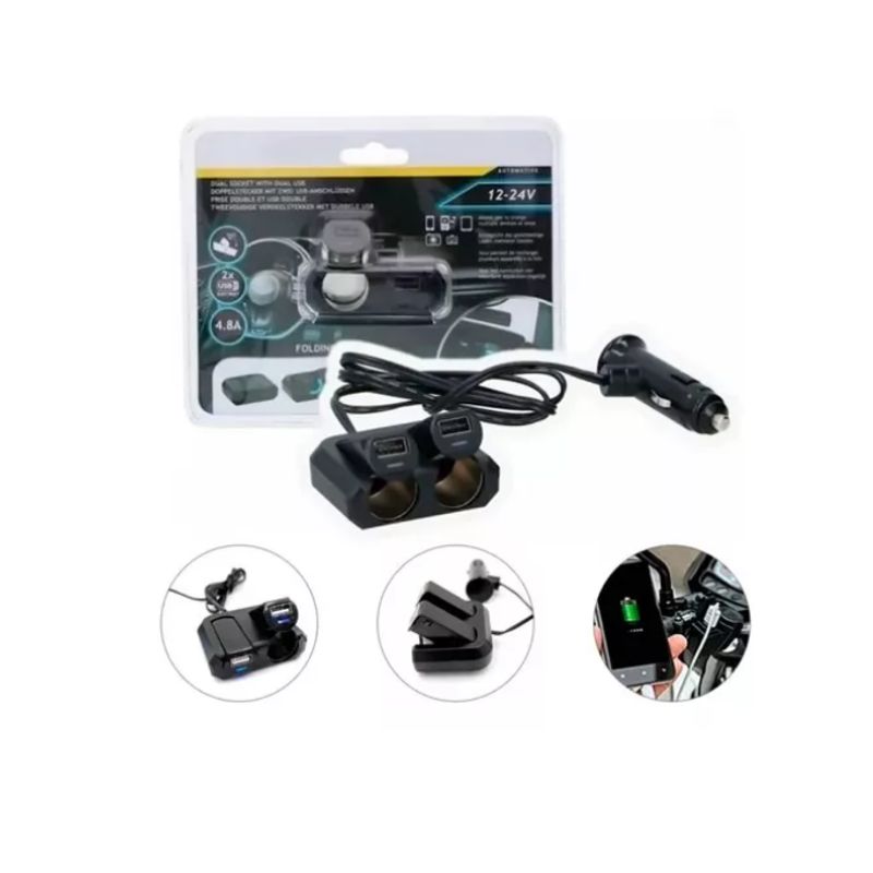 GENERICO - Cargador Celular Para Auto Vehículo Triple 2x USB-A 1