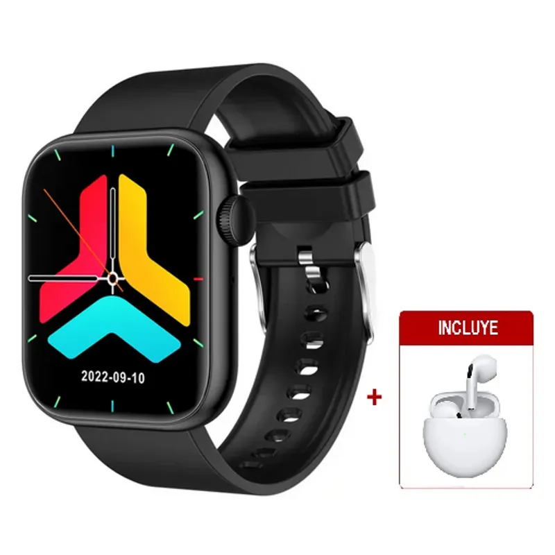 GENERICO - Smartwatch Deportivo QX7 Cuadrado Negro Audífonos Blanco