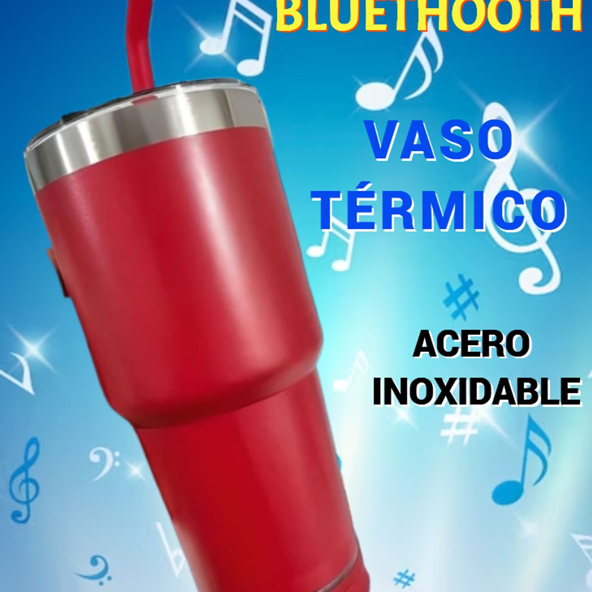 GENERICO - VASO TÉRMICO TOMATODO GRANDE PARLANTE BLUETOOTH ACERO 900ML ROJO