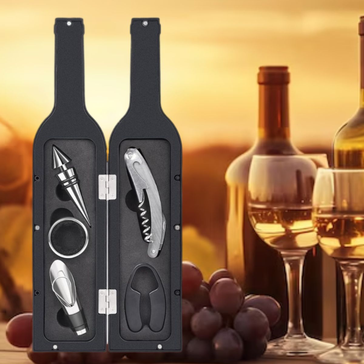 GENERICO - BOTELLA DESTAPADOR DE VINO SACACORCHO ABRIDOR SET GRANDE 5 EN 1