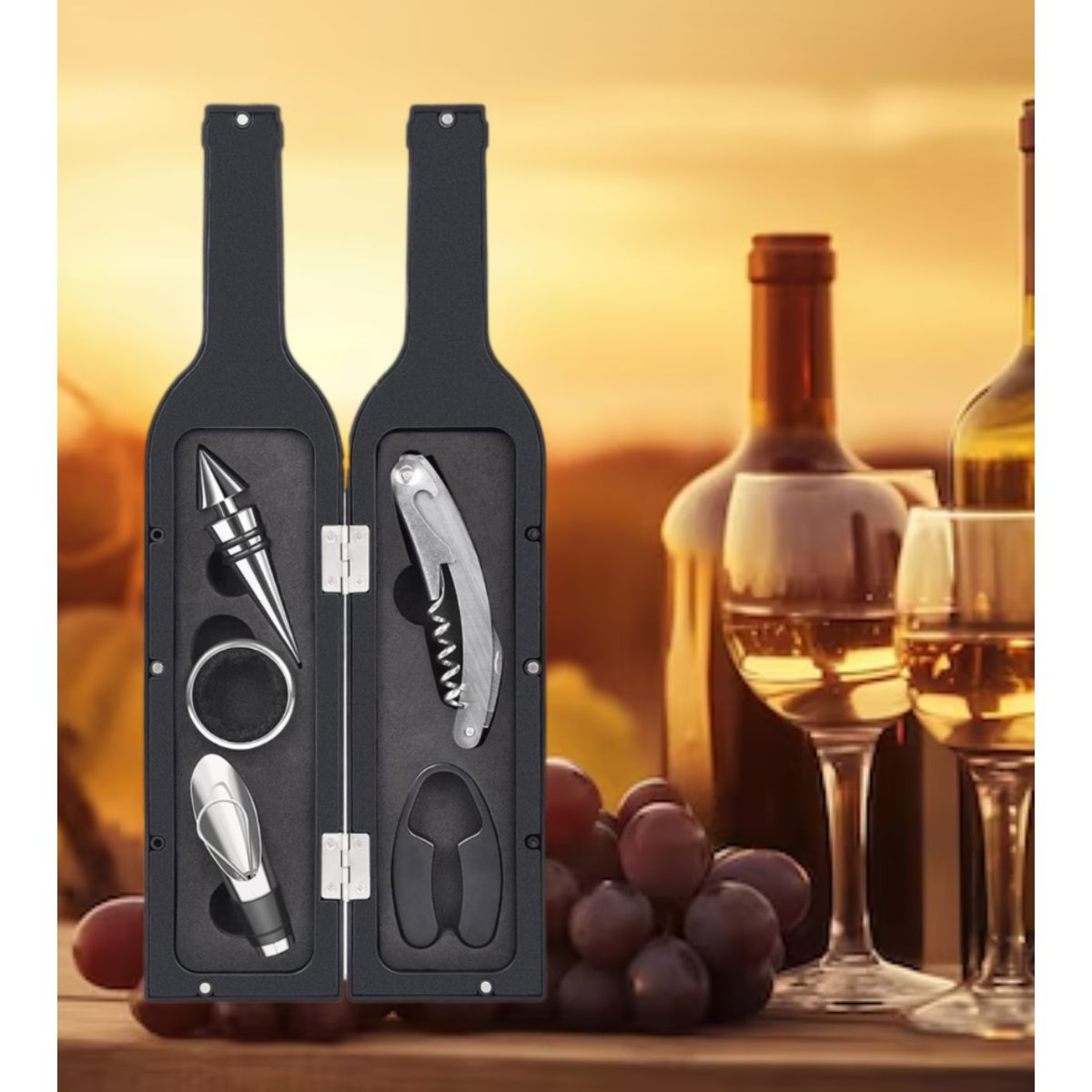 GENERICO - BOTELLA DESTAPADOR DE VINO SACACORCHO ABRIDOR SET GRANDE 5 EN 1