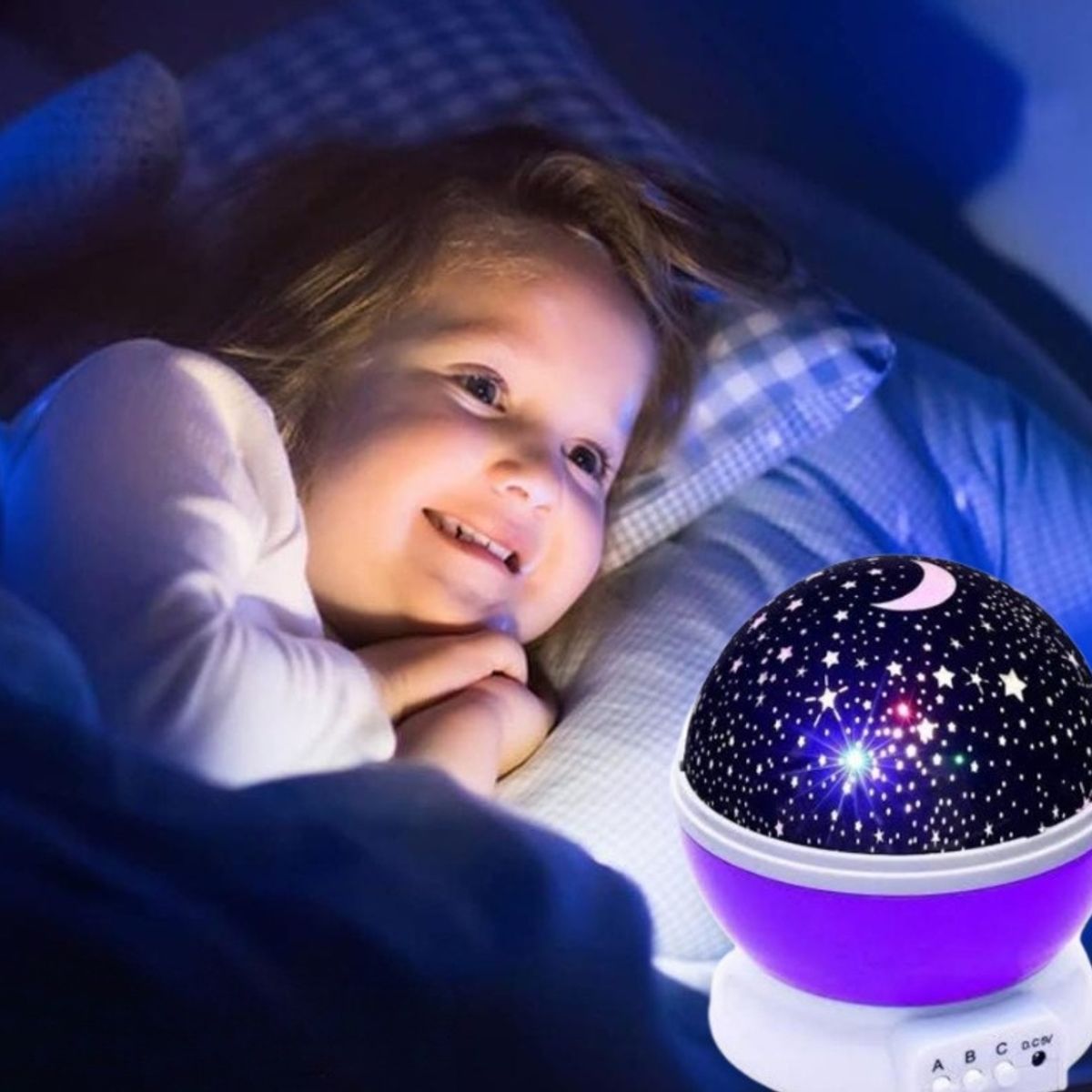 GENERICO - LÁMPARA PROYECTOR ESFERA GIRATORIO DORMIR BEBE LUZ LED MULTICOLOR 360°