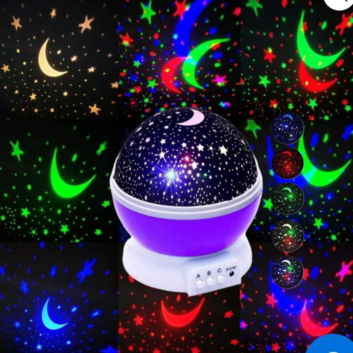 GENERICO - LÁMPARA PROYECTOR ESFERA GIRATORIO DORMIR BEBE LUZ LED MULTICOLOR 360°