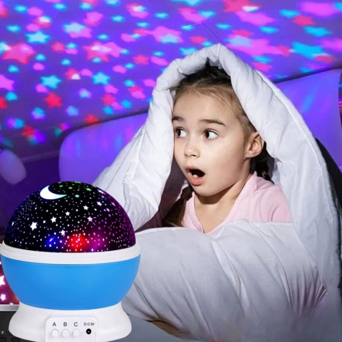 GENERICO - LÁMPARA PROYECTOR ESFERA GIRATORIO DORMIR BEBE LUZ LED MULTICOLOR 360°