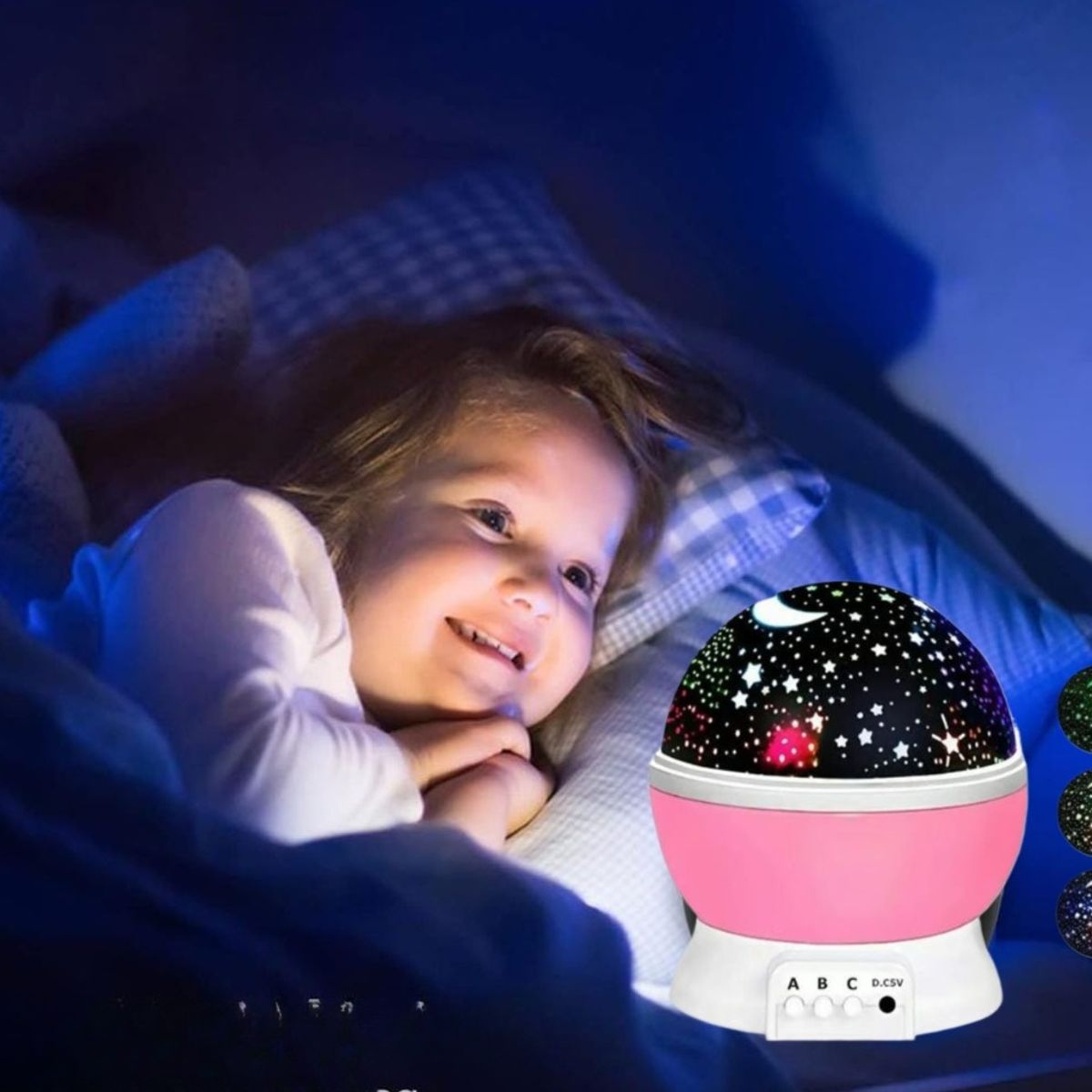 GENERICO - LÁMPARA PROYECTOR ESFERA GIRATORIO DORMIR BEBE LUZ LED MULTICOLOR 360°