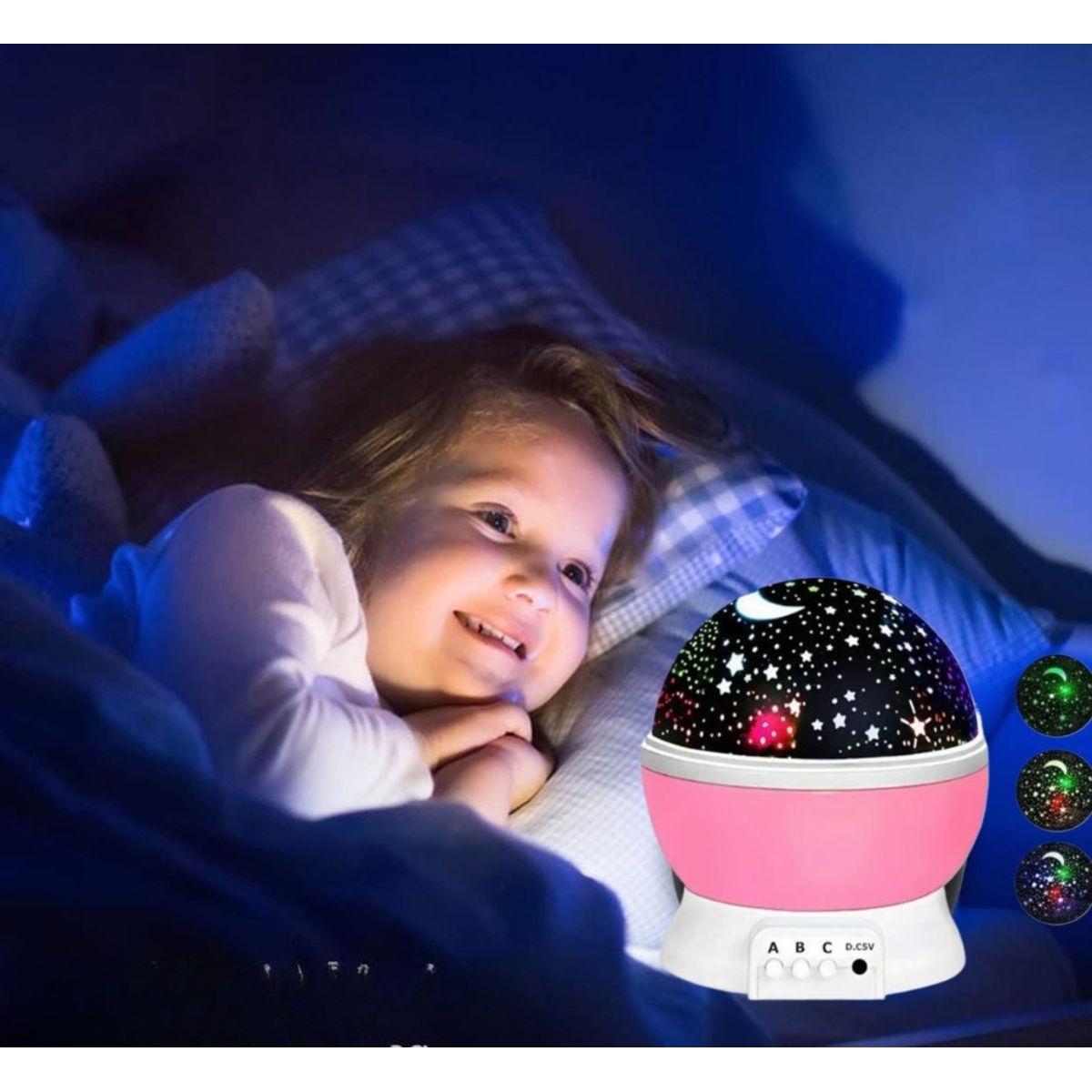 GENERICO - LÁMPARA PROYECTOR ESFERA GIRATORIO DORMIR BEBE LUZ LED MULTICOLOR 360°