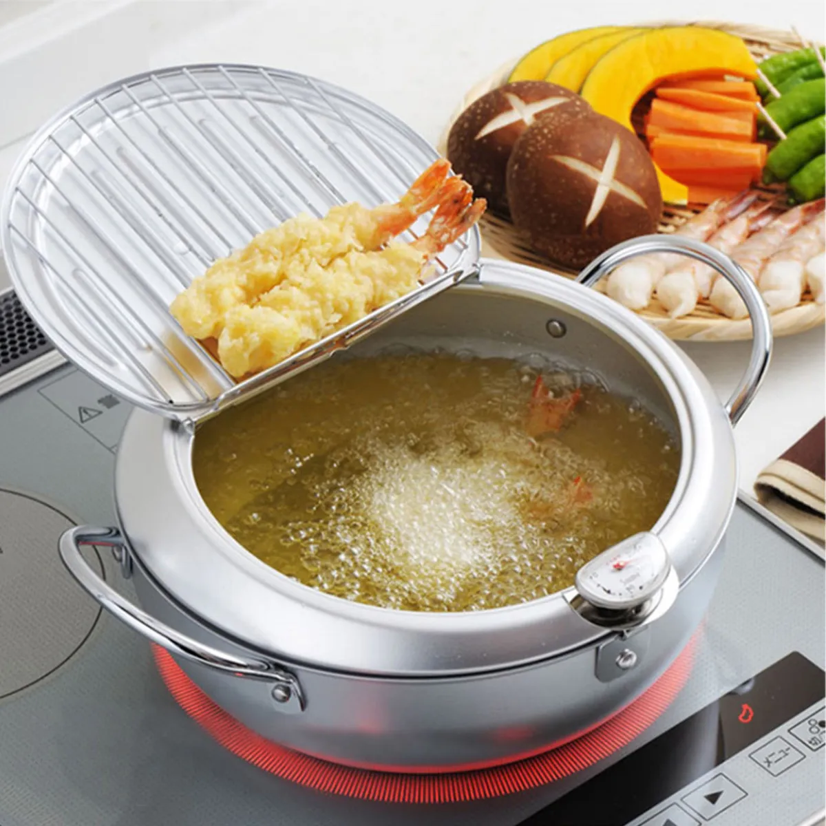 CHEFCHOICE - Olla Freidora Acero Inoxidable Con Termómetro Estilo Japones 2L