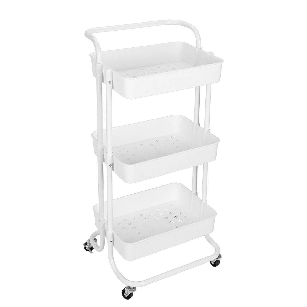 VIDITA - Carrito Carro Organizador Ruedas Multiuso 3 Niveles 2 Asas Blanco...