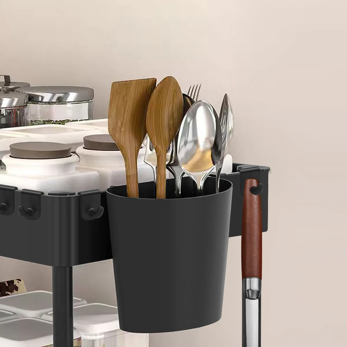 VIDITA - Estante Organizador 2 Niveles Cajones Ganchos Repisas Cocina Baño