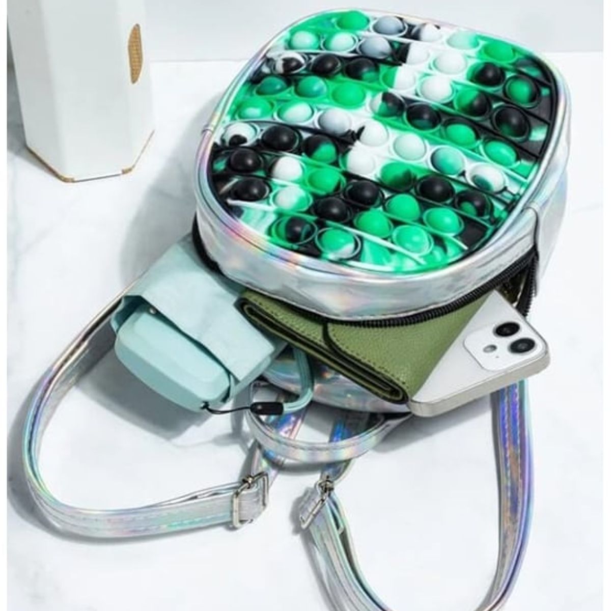 GENERICO - Mini Mochila Bolso Popit Color Gris