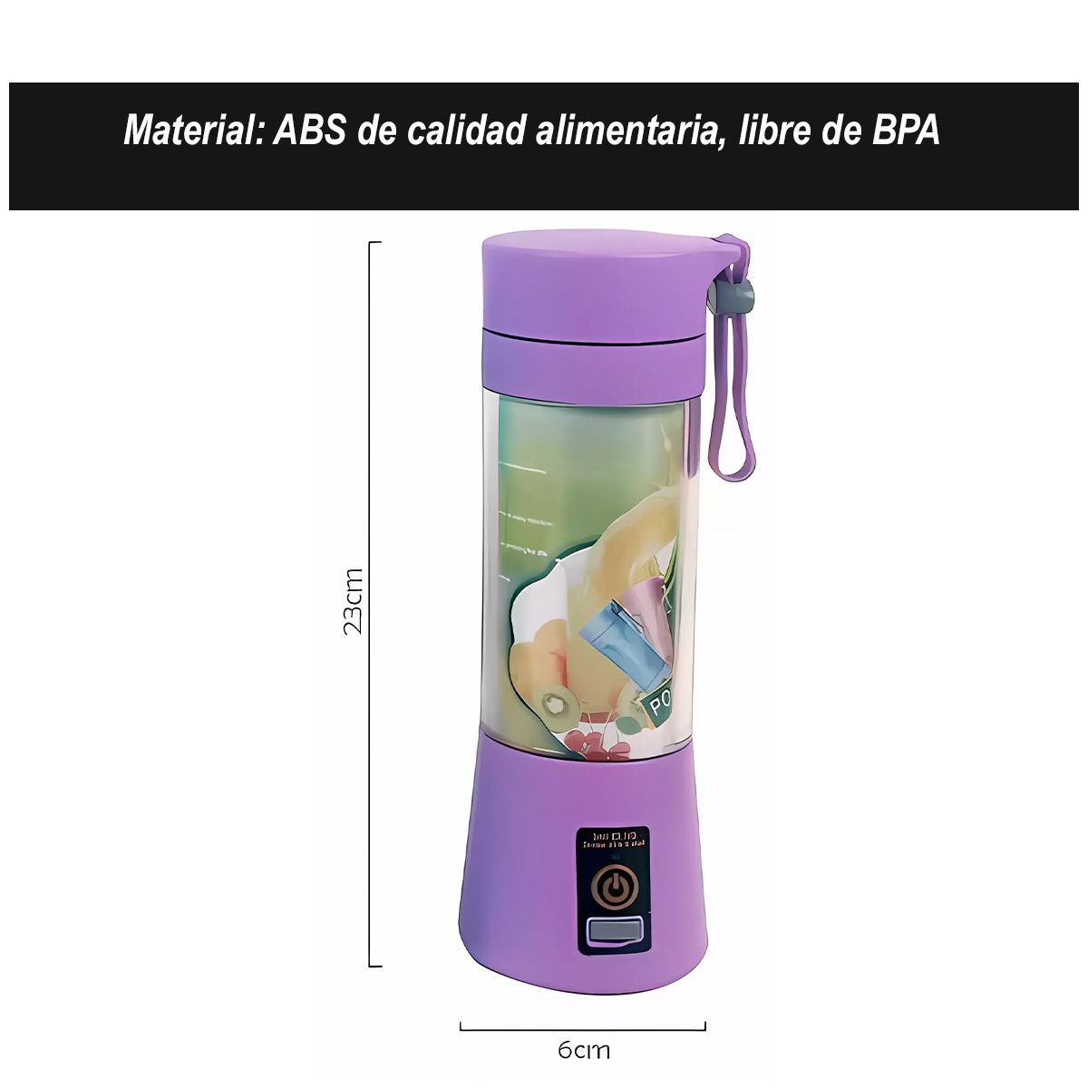 GENERICO - Mini Licuadora Portátil de 6 aspas Recargable USB