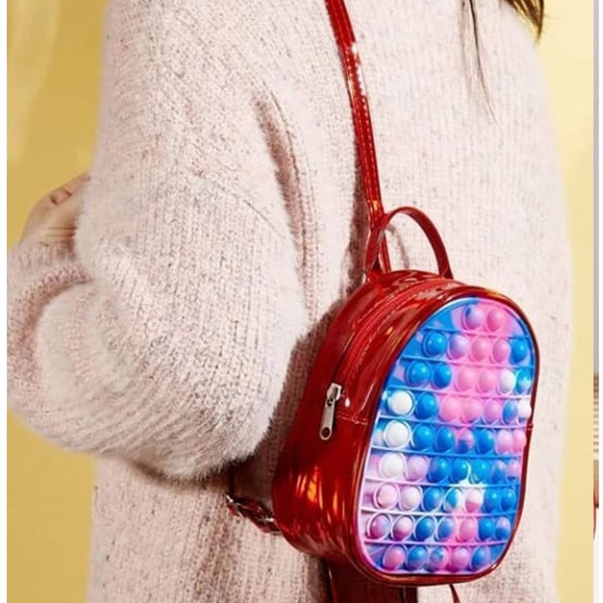 GENERICO - Mini Mochila Bolso Popit Color Rojo