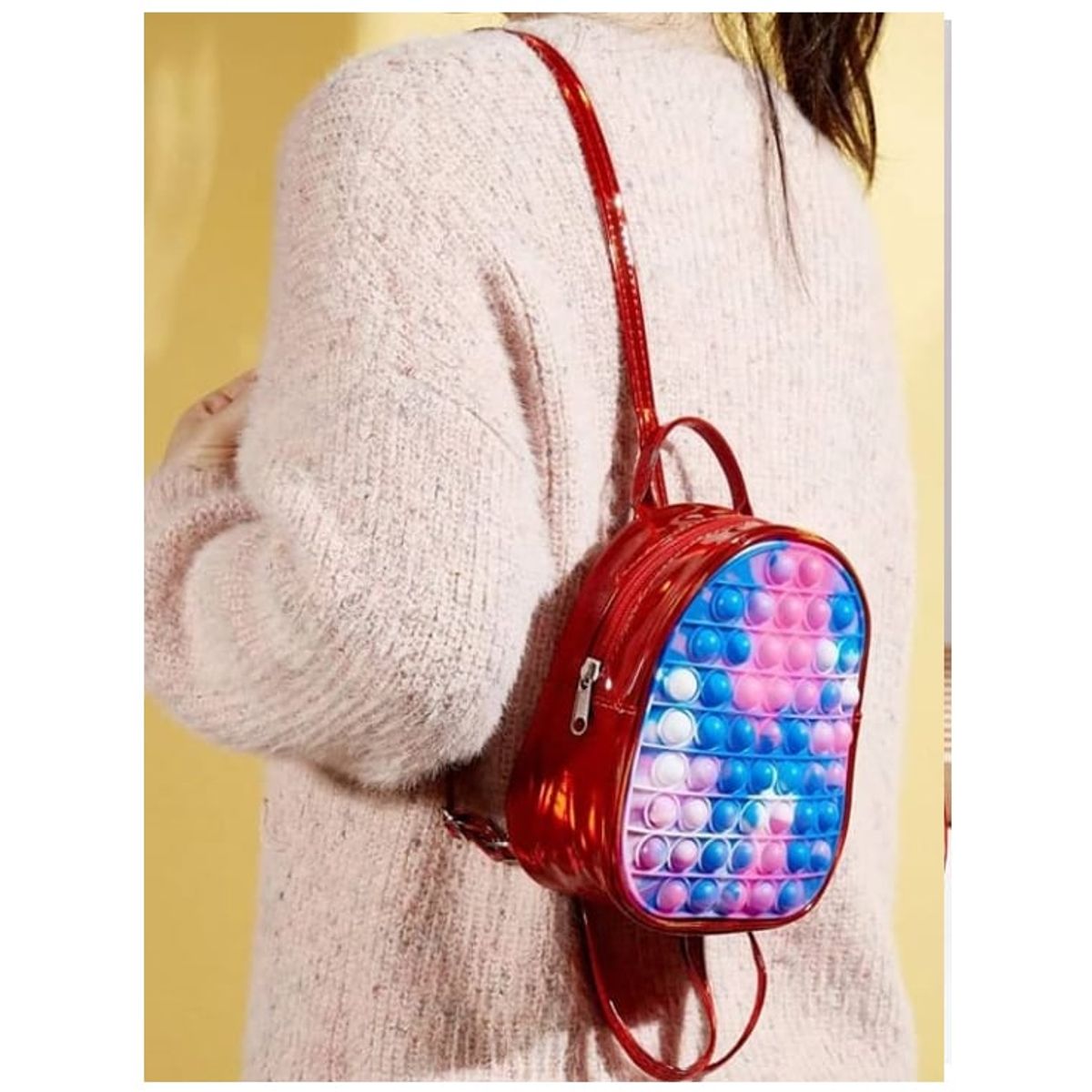 GENERICO - Mini Mochila Bolso Popit Color Rojo