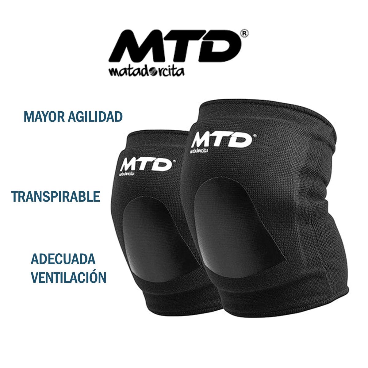 MTD - RODILLERAS CORTAS PARA VÓLEY PROTECCIÓN EVA MTD ADULTO NEGRO