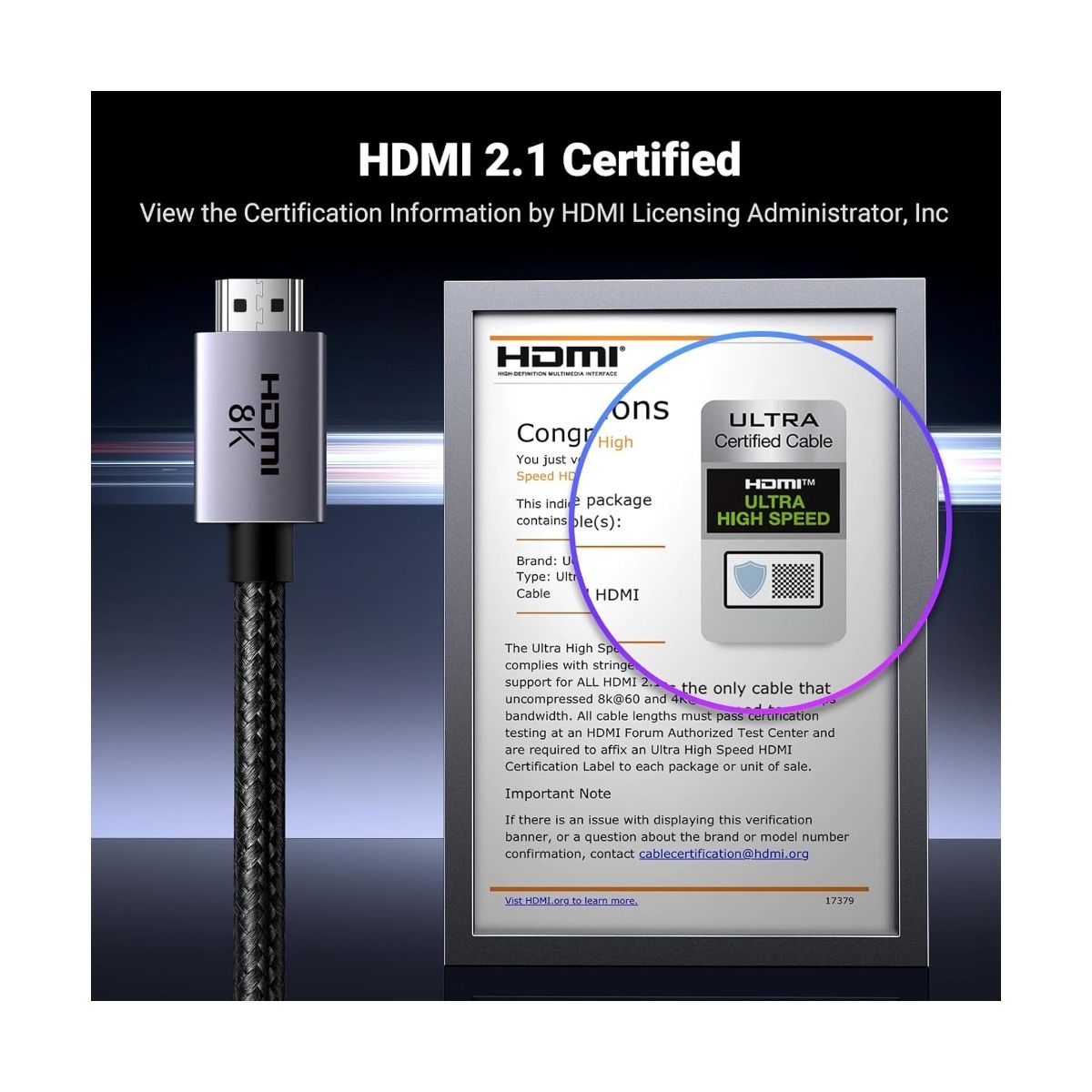 UGREEN - Cable HDMI 2.1 8K 1 metro Certificado UGREEN