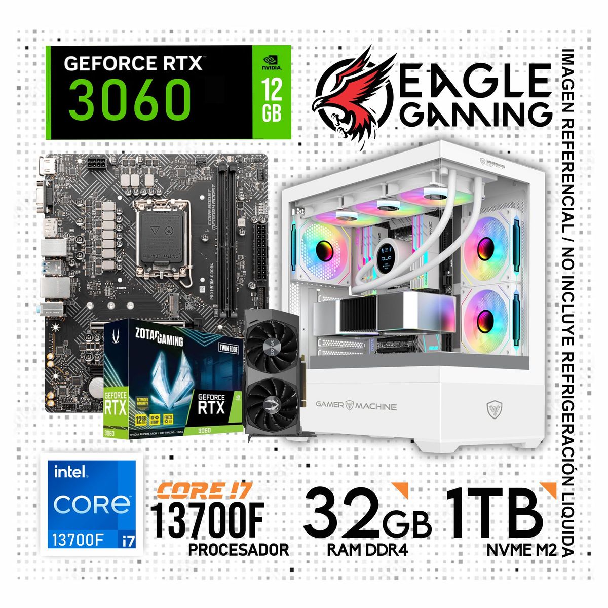 INTEL - PC GAMER CORE I7 13700, GRAFICA RTX 3060 DE 12GB, RAM 32GB DE RAM, SSD 1TB