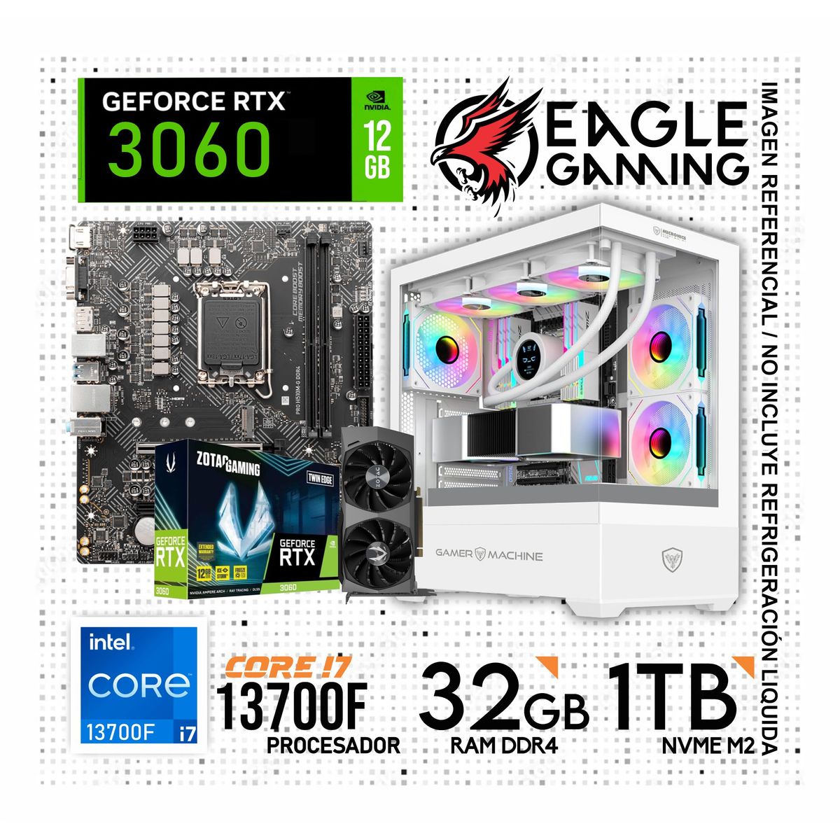 INTEL - PC GAMER CORE I7 13700, GRAFICA RTX 3060 DE 12GB, RAM 32GB DE RAM, SSD 1TB
