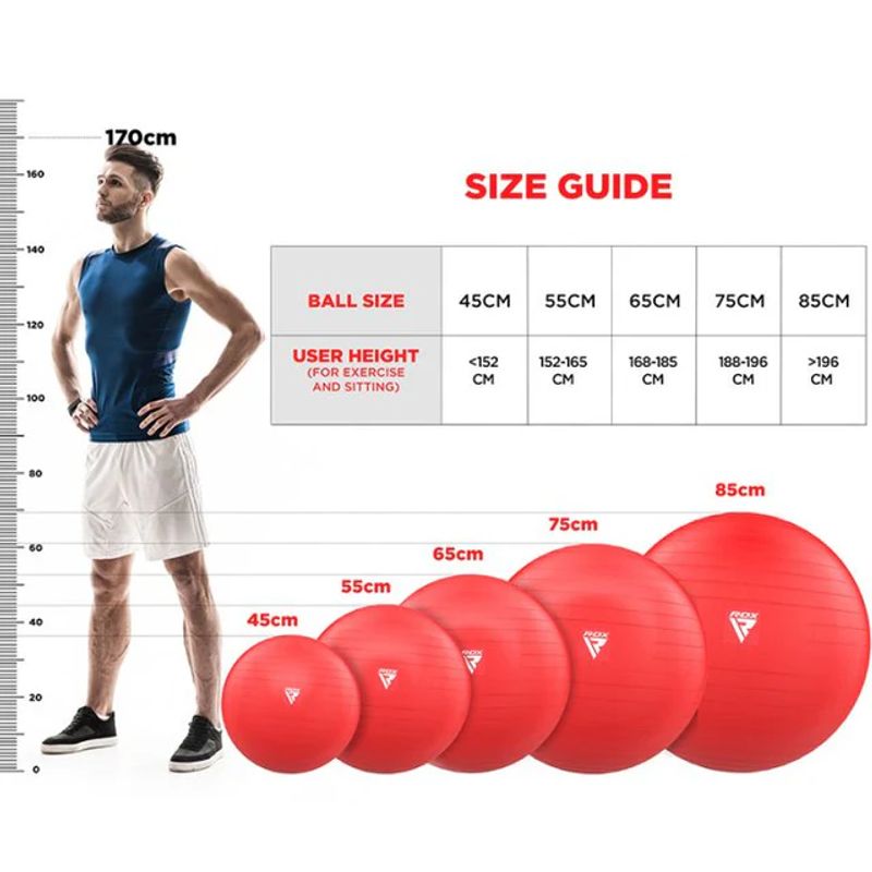 RDX - Pelota de Yoga Antideslizante B1 de 55CM - Rojo