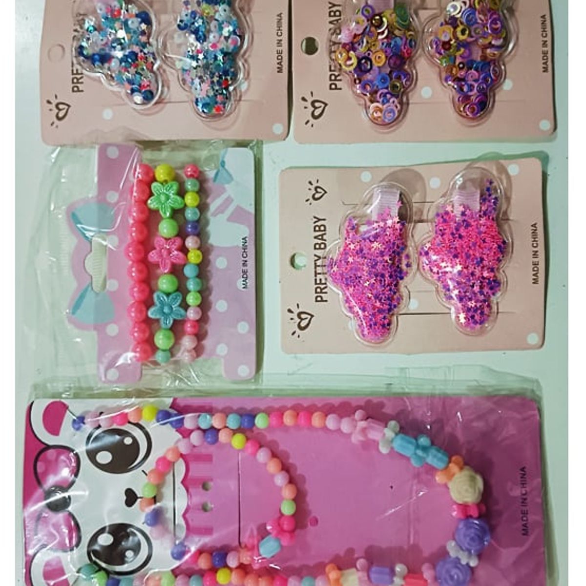 GENERICO - Accesorios De Cabello Para Niñas Set Lazos Ganchos Collar y pulsera