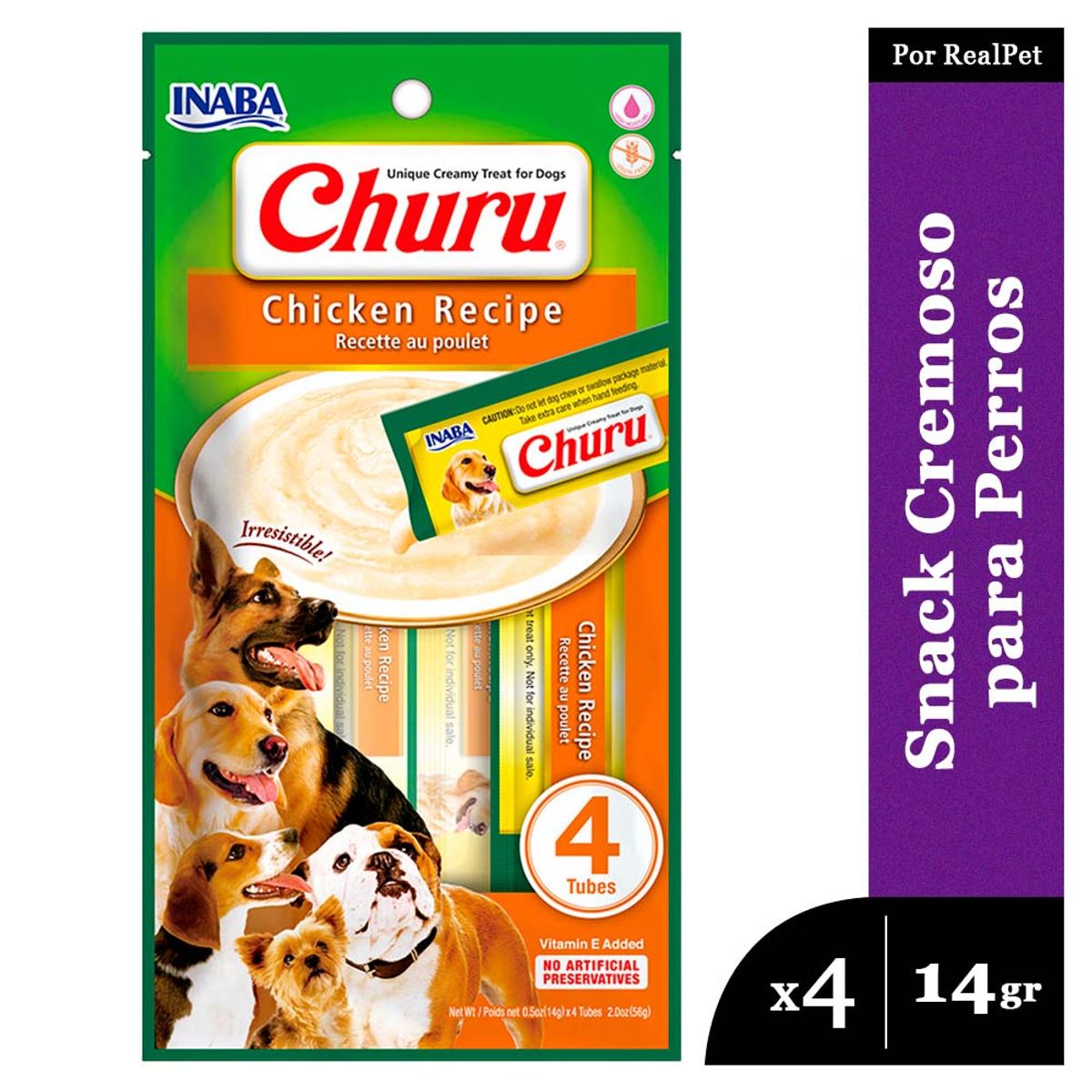CHURU - Snack Cremoso Perro Churu Pollo 1 sobre x 4 tubos