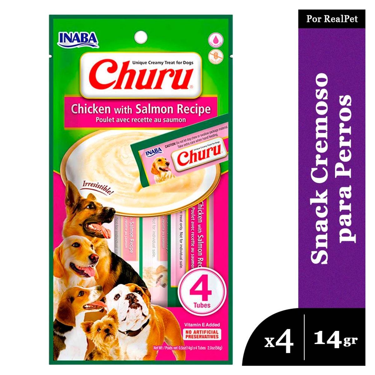 CHURU - Snack Cremoso Perro Churu Pollo y Salmón 1 sobre x 4 tubos